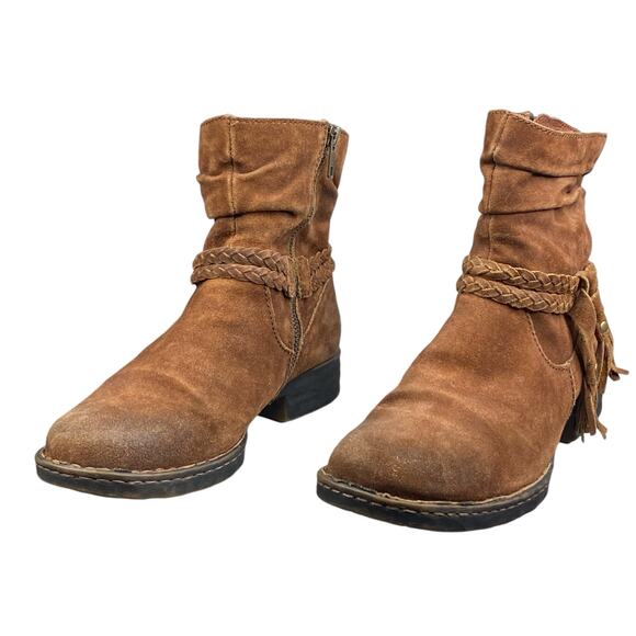 Born Women's Oueva Brown Suede Distressed Ankle Boot Size US 7 - Picture 6 of 10